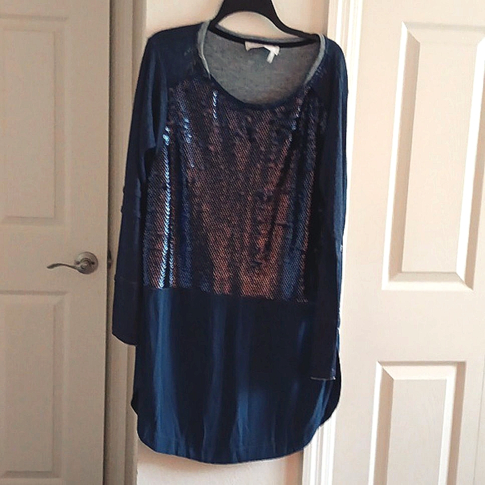 Elisa Cavaletti Navy Blue Sequin Mini Dress